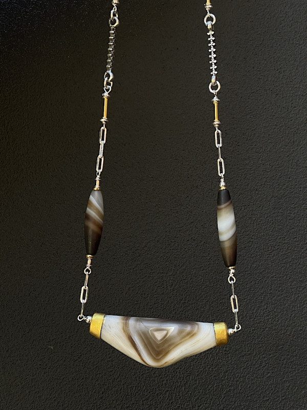 Sulemani Agate and Silver Necklace