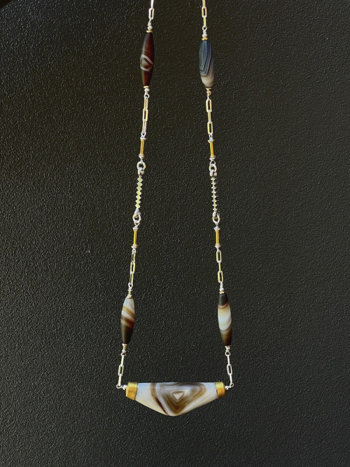 Sulemani Agate and Silver Necklace