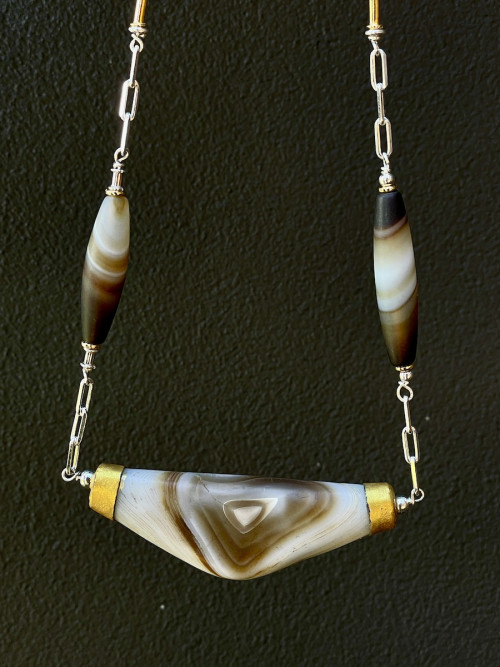 Sulemani Agate and Silver Necklace