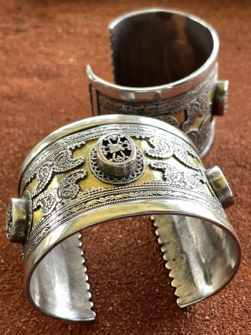 A Pair of Tribal Turkoman Silver Cuffs