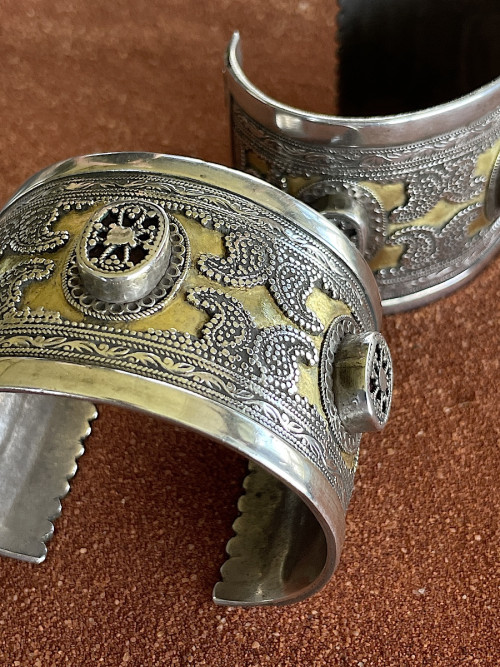 A Pair of Tribal Turkoman Silver Cuffs