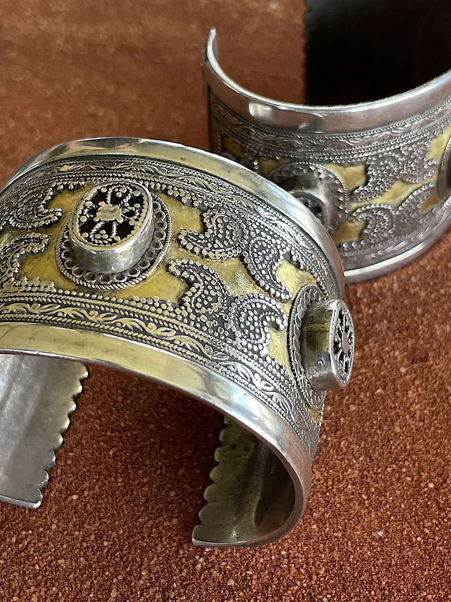 A Pair of Tribal Turkoman Silver Cuffs